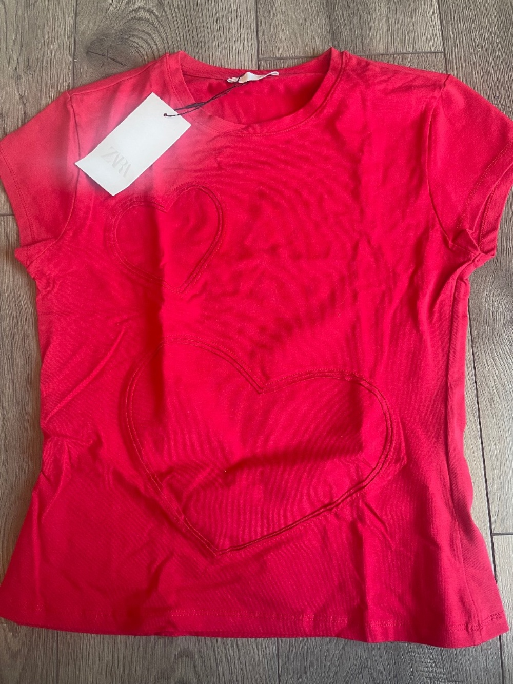 Zara Red Raised Heart Tshirt